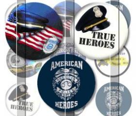 Police Heroes 1 INCH Circle Digital Bottle Cap Image Collage Sheet For Bottle Cap Jewelry, Key Chains, Zipper Pulls, Card Making Embellishments, Scrapbook Embellishments, and Hairbows